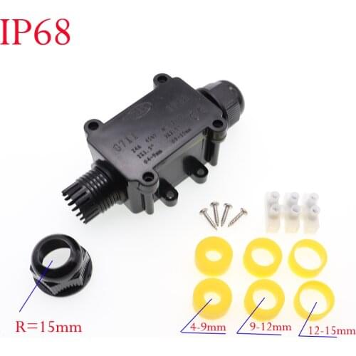 IP68 2-way Waterproof Junction Box Plastic Outdoor Cable Waterproof Junction Box G711 Electrical Junction Box Black/White