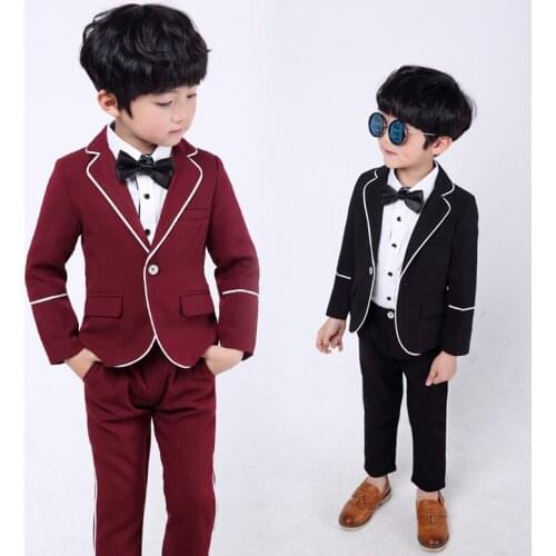 Children Clothing Suits Boy Blazer 2pcs Sets Blazer + Long Pants Kids Wedding Tuxedos Baby Boy Formal Clothing Sets For 3-11T