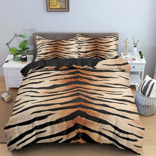 2/3pcs Bedclothes Psychedelic Tiger or Zebra Skin Printing Bedding Set Single King Queen Quilt Duvet Cover with Pillowcase