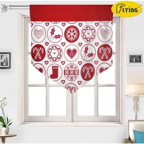 Flying Printed and Dyeing Fabric Kitchen Window Shield Design Curtain for Christmas Day Show 60%-70% Shading Curtain