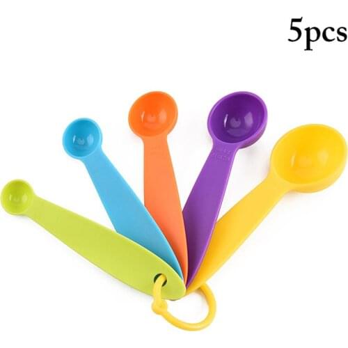 5 Pcs/Set Measuring Spoons For Coffee Sugar Plastic Stackable Scale Measuring Cup Teaspoon Home Milk Powder Spoon Kitchen Tool