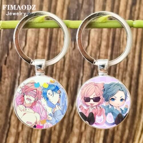 FIMAODZ Yarichin Club Figure Keychain Anime Cosplay Figure Glass Picture Metal Key Chain Rings Fans Gift Jewelry
