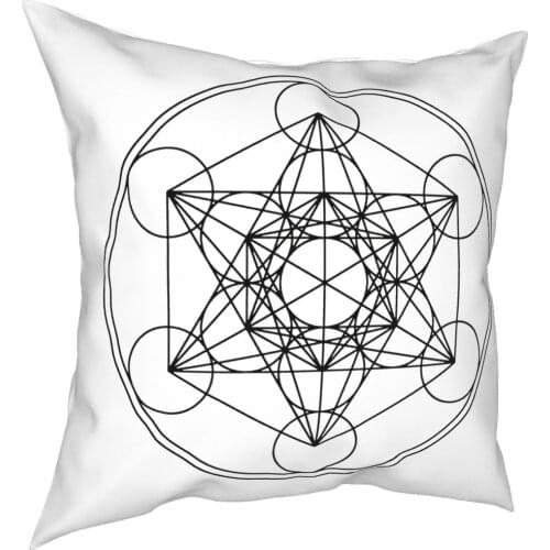 Metatrons Cube Flower Of Life Pillowcover Home Decorative Sacred Geometry Magic Mandala Cushion Cover Throw Pillow for Car