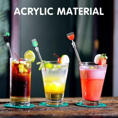 10PCS 23cm Cute Cocktail Drink Mixer Bar Stirring Mixing Stick With Colorful Puddler Muddler Ladle Stirrer Miniature Accessories