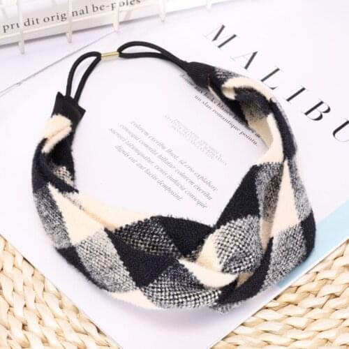Fashion Multicolour Rhombus Hairband Knitting Wool Plaid Headbands Simple And Generous Handmade Hair Accessories For Women