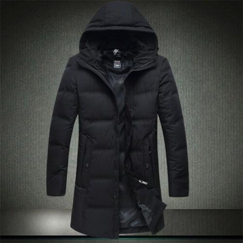 Quality 2020 Winter High New Down Cotton Coats Zipper Mens Long Hooded Jacket Solid Design Black Parkas 4XL 5XL 6XL 8808