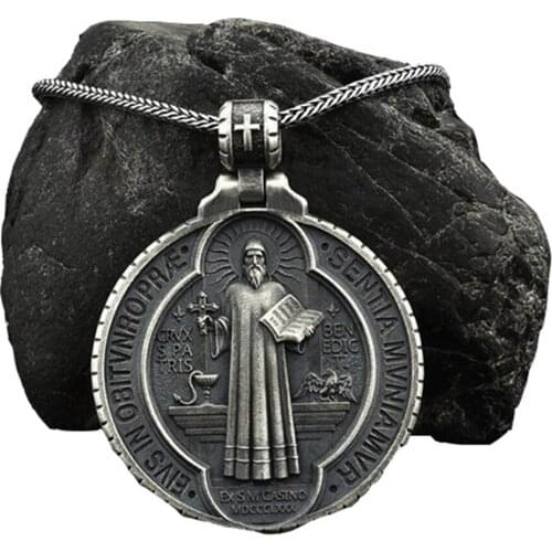 Catholic priest pendant necklace Christian religion chain necklace mens fashion retro tag hip hop jewelry