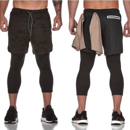 No.12,Men’s 2 In 1 Running Pants Jogging Quick Drying Training Sport Pants Double Layer Sweatpants Beach Board Gym Fitness Pant