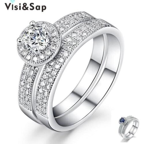 Eleple Couple ring set White Gold color rings for women lovers wedding bands gifts ring engagement Bijoux Jewelry MSR091