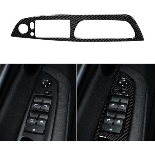 Window Control Panel Sticker Epoxy Treatment Anti-scratch Carbon Fiber Left Drive Window Switch Sticker for BMW car stickers