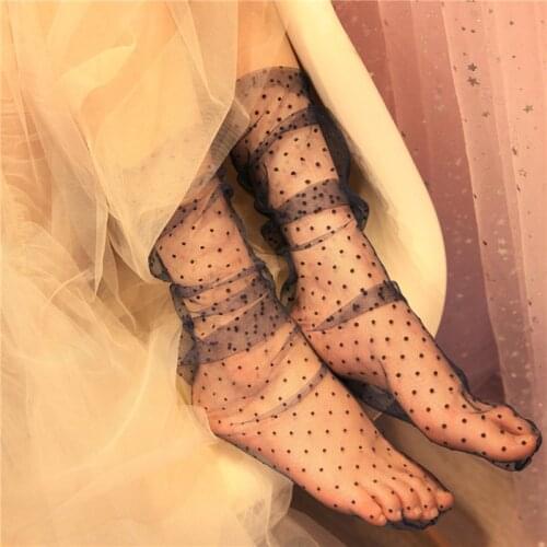 New Spring Summer New Small Dot Women Socks Harajuku Mesh Girl Thin Polka Dot Transparent Ladies Socks Cute Girl Socks