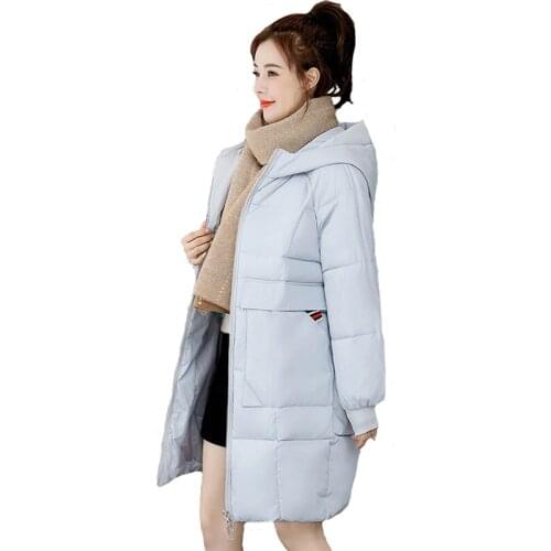 NEW Thick Cotton Clothes Woman Parkere Coat Hooded Warm Long Down Padded Jacket Women Loose Bread Costume Winter Outerwear