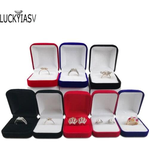 10 Color Engagement Velvet Ring Box Jewelry Display Storage Foldable Case For Wedding Ring Valentines Day Gift Organizer