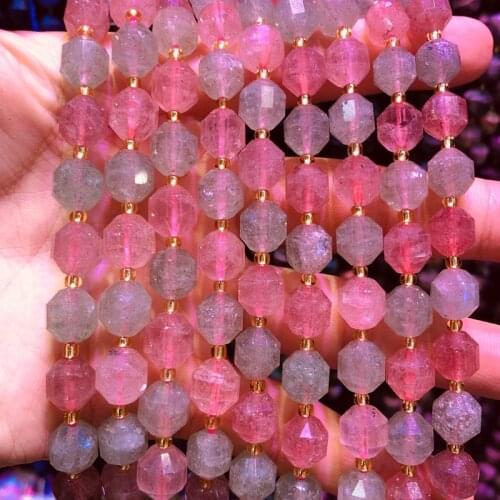 Wholesale Natural Multi Strawberry Quartz Beads,Hand Cutting Beads 10mm Faceted Gem Stone Loose Beads for jewelry,1string 15.5"