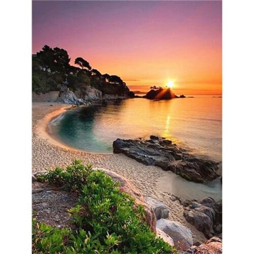 Landscape Nature Beach Scenery DIY 11CT Embroidery Cross Stitch Kits Craft Needlework Set Cotton Thread Printed Canvas Home Room