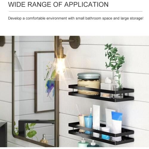 Floating Wall Shelf Punch-free Stainless Steel Kitchen Bathroom Storage Shelves for Shampoo Seasoning Bottle Nails Avail GQ