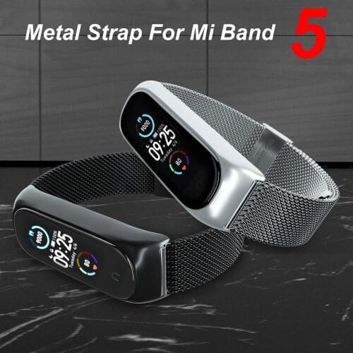 Metal Strap For Xiaomi Mi Band 5 Strap Metal Stainless Steel For Mi Band 5 Strap Bracelet for Miband 5 Wristbands Pulseira