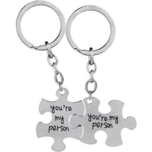 WKOUD Grey Anatomy Keychain (You Are My Person )Puzzle keychain Lovers Best Friend Statement Car Key Holder Valentines Day Gift