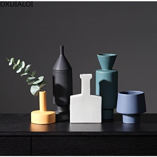Nordic color ceramic vase modern minimalist creative floral home decor vases for decoration Ceramic crafts flower vase gift