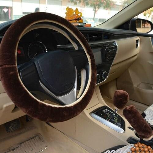 Warm Plush Environmental Protection Unlined Car Steering Wheel Cover Thick Steering Wheel Cover Odorless
