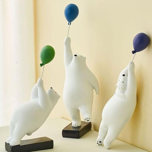 Nordic Home Decor Ornaments Cute Bear Sculpture Arts Crafts Living Room Bedroom Tabletop Decor Figurine Modern Room Decorations