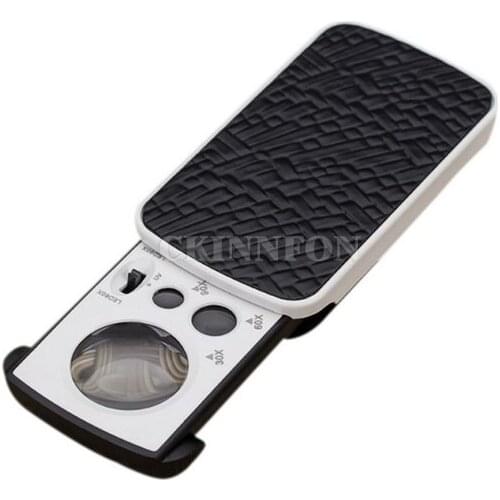 50Pcs/Lot 30X 60X 90X Magnifier LED UV Jewelry Reading High Magnification Magnifying Glass Acrylic Optical Lens Loupe