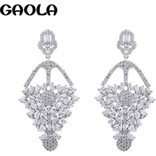 GAOLA New Design Plant Zirconia AAA CZ Silver Color Earring Luxury Jewelry For Woman GLE6049
