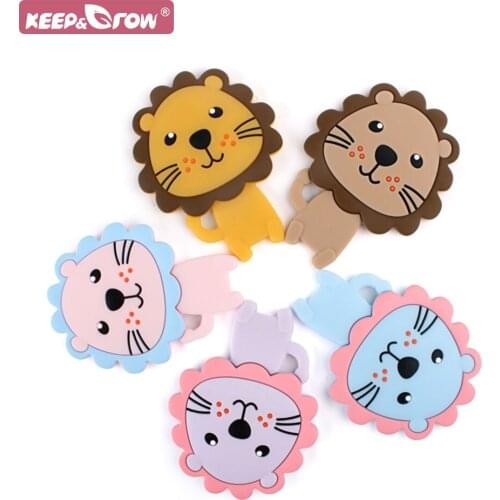 1pc Baby Silicone Pacifier Teether Lion Cartoon Animal BPA Free Rodent DIY Teething Chain Food Grade Baby Oral Care Teether Toys