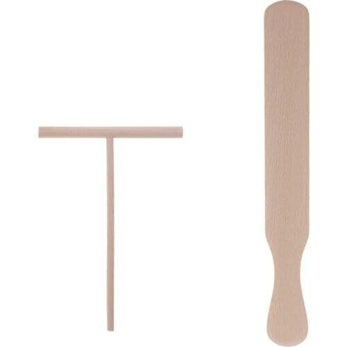 2Pcs Pancake Cooking Utensils Wooden Crepe Spatulas and Spreader Set -Tortilla Rake Batter Spreading Tools Kitchenware