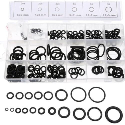 225x Rubber O Ring O-Ring Washer Seals Gasket Assortment Black for Car 18 Sizes