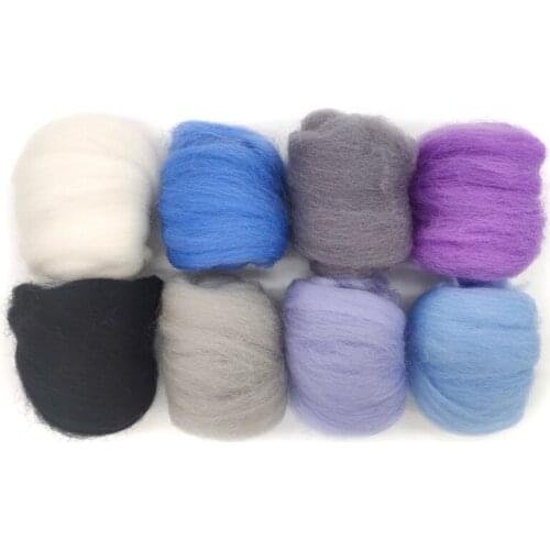 80g (8 Colorsx10g)Merino Wool Roving for Needle Felting Kit, 100% Pure Felting Wool, Soft Delicate, Can Touch the Skin (No. 02)