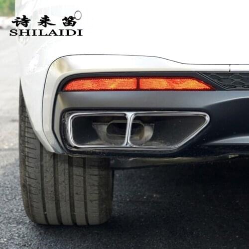 Car Styling Tail Throat Frame Decoration Covers Stickers Trim For Audi A4 B9 2020 stainless steel Exhaust Pipe Auto Accessories