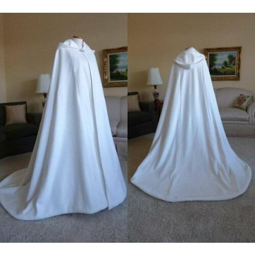 White Ivory Satin Wedding Hooded Cloak Bridal Cape with Hood Coat Robe Custom