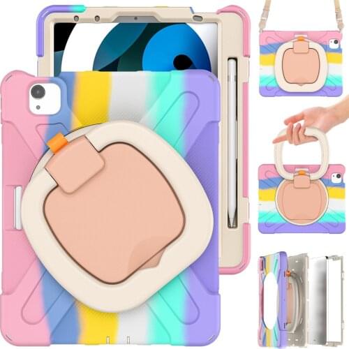 For iPad Pro 11 Case Heavy Duty Rugged Kids Case Folding Handle Shoulder Strap Pencil Holder Cover for iPad Air 4 10.9 Inch 2020
