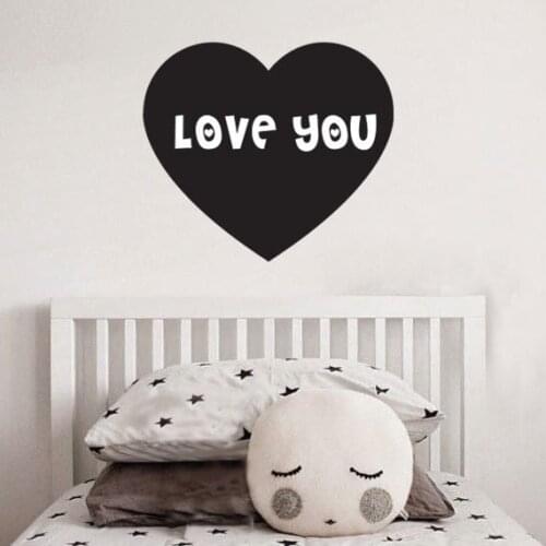 BLACK & WHITE Heart Love You Wall Decal Black Heart and White Stars Wall Decal Nursery Decal Nursery Wall Decor bedroom 170203
