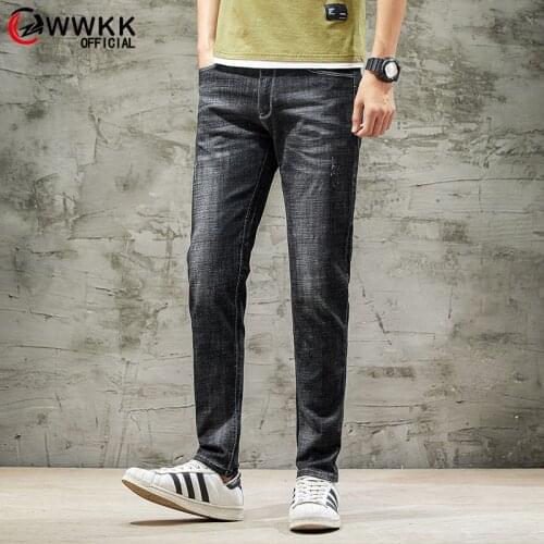 WWKK 2020 Summer New Mens Fashion Thin Jeans Business Casual Stretch Slim Jeans Classic Trousers Denim Pants Male Brand Black
