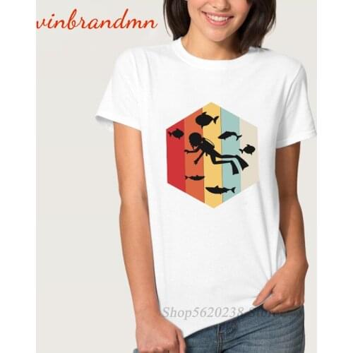 Summer Trendy T Shirts Scuba Diving Graphic Leisure Cotton Female Tee Shirts Tops Harajuku Fashion Geek Ladies T-shirts Camiseta