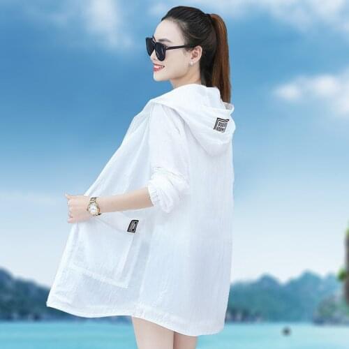 2021 Summer Women Sun Proof Coat Light Thin Jacket Plus Size Loose Hooded Coat Zipper Long Sleeve Solid Jacket Travel Outwear