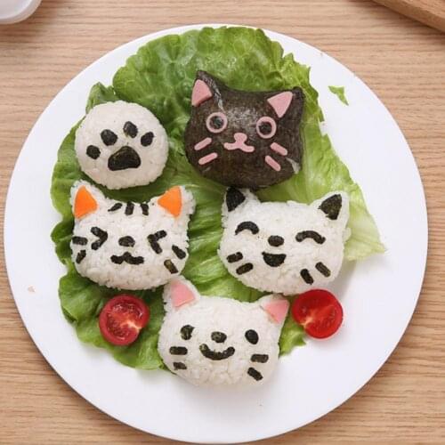 80%HOT1 Set Sushi Mold Cute Easy to Clean PP Creative Cat Shape Sushi Maker for Home