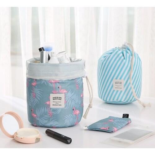 Fashion Round Makeup Bag Waterproof Travel Cosmetic bag Portable MakeUp organizer Female Storage Toiletry Kit Drawstring Case