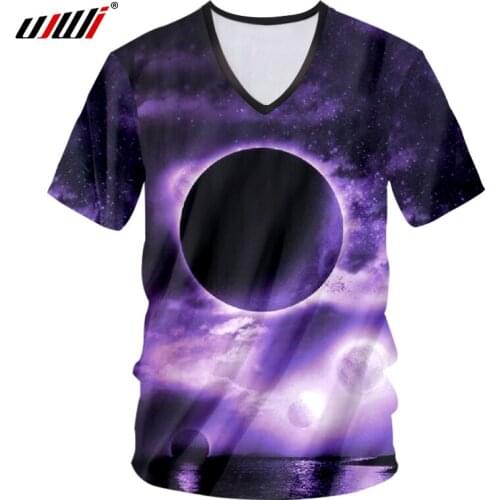 UJWI Men Undershirts Hip Hop Shirt Punk Style 3d Digital Print Starry Star T-shirts Universe V Neck Tshirt Homme Tee Shirts