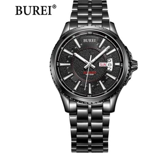 BUREI Brand Fashion Military Watch Luxury Waterproof Calendar Casual Sapphire Quartz Wristwatch For Men Clock Relogio Masculino
