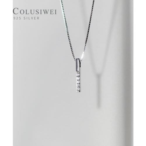 Colusiwei New Arrive 925 Sterling Silver Luminous Zircon Geometric Short Stick Pendant for Women Box Chain Necklace Fine Jewelry