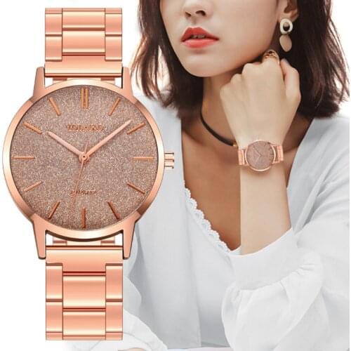New Women Watch Rose Gold Stainless Steel Belt Fashion Casual Wristwatch Creative Quartz Clock Luxury Dress Watches reloj mujer