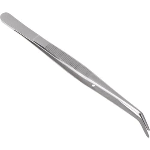 Stainless Steel Tweezers Serrated Curved Dental Instruments Dental Tool