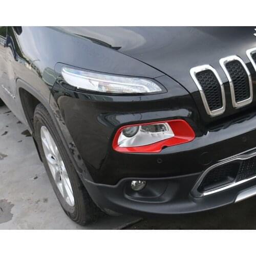 Fit For Jeep Cherokee 2014 2015 2016 Chrome Front Headlight Lamp Cover Trim Frame 2Pcs