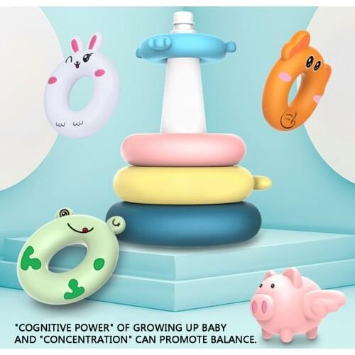 Rainbow Stacking Ring Tower Stapelring Blocks Cartoon Multicolor Ring Building Toy Kids Baby Kids Educational Toys Montessori