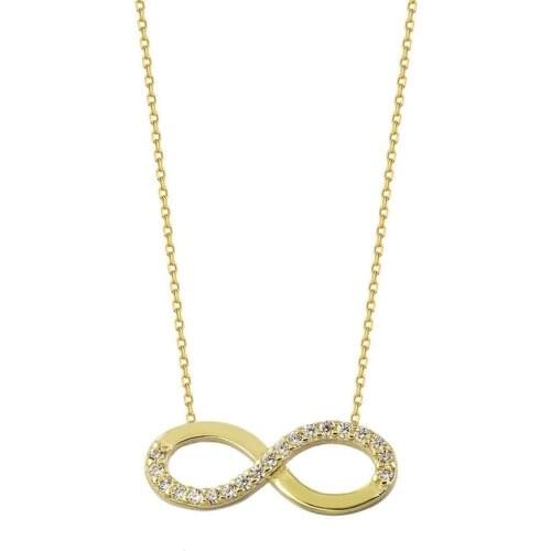 Symbol Gold Infinity Gold Necklace 1.5 cm Comfortable Dainty Best Bijoux Jewelry Delicate Lady Party Immortality Symbol Meanful