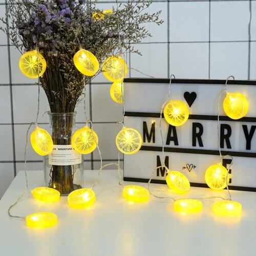 LED Lemon Shape Fairy String Lights Warm White Strip Lamp Battery/USB Operated Decorations for Christmas Birthday Wedding
