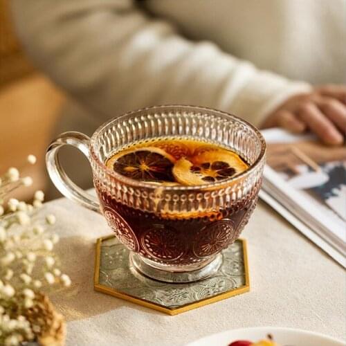 Creativity Embossing Glass Coaster Tea Tray Tableware Pad Bowl Mat Coffee Cup Placemats Retro Style Saucer New Home Decor Gift